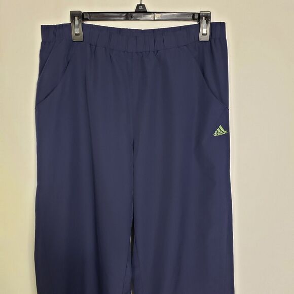 Adidas Womens Track Pants Medium Athletic 3-Stripes Navy Blue Zip Ankle Lined - Picture 8 of 11